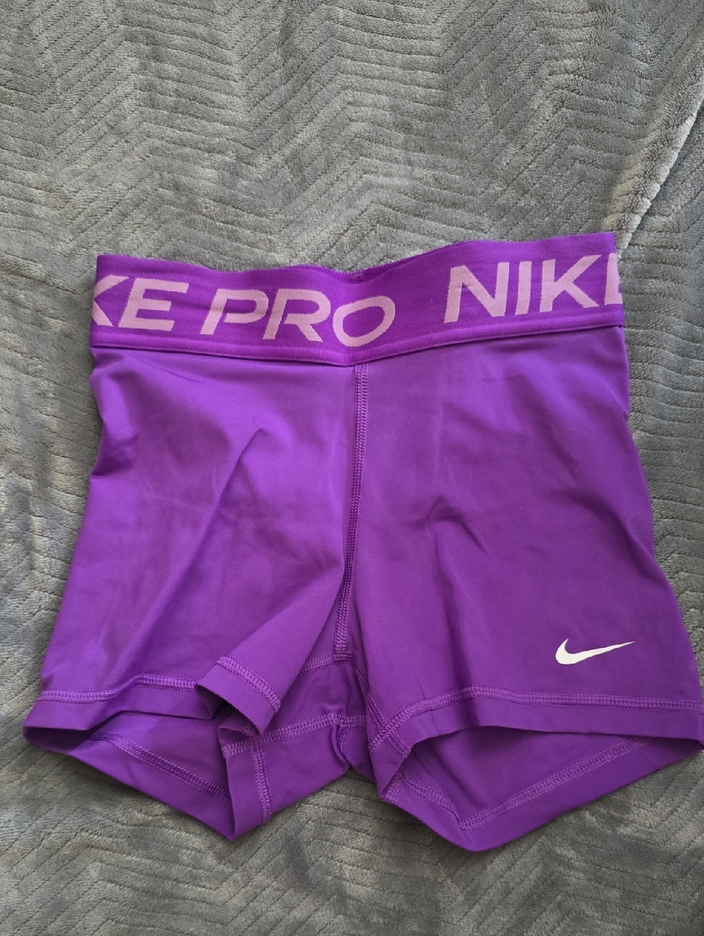 Nike Purple Women's Pro Training Shorts with White Swoosh
